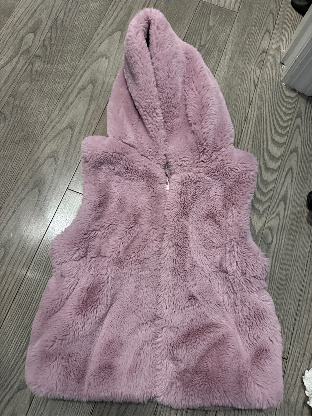 Primark Girls' Plush Hooded Vest in Light Mauve Pink